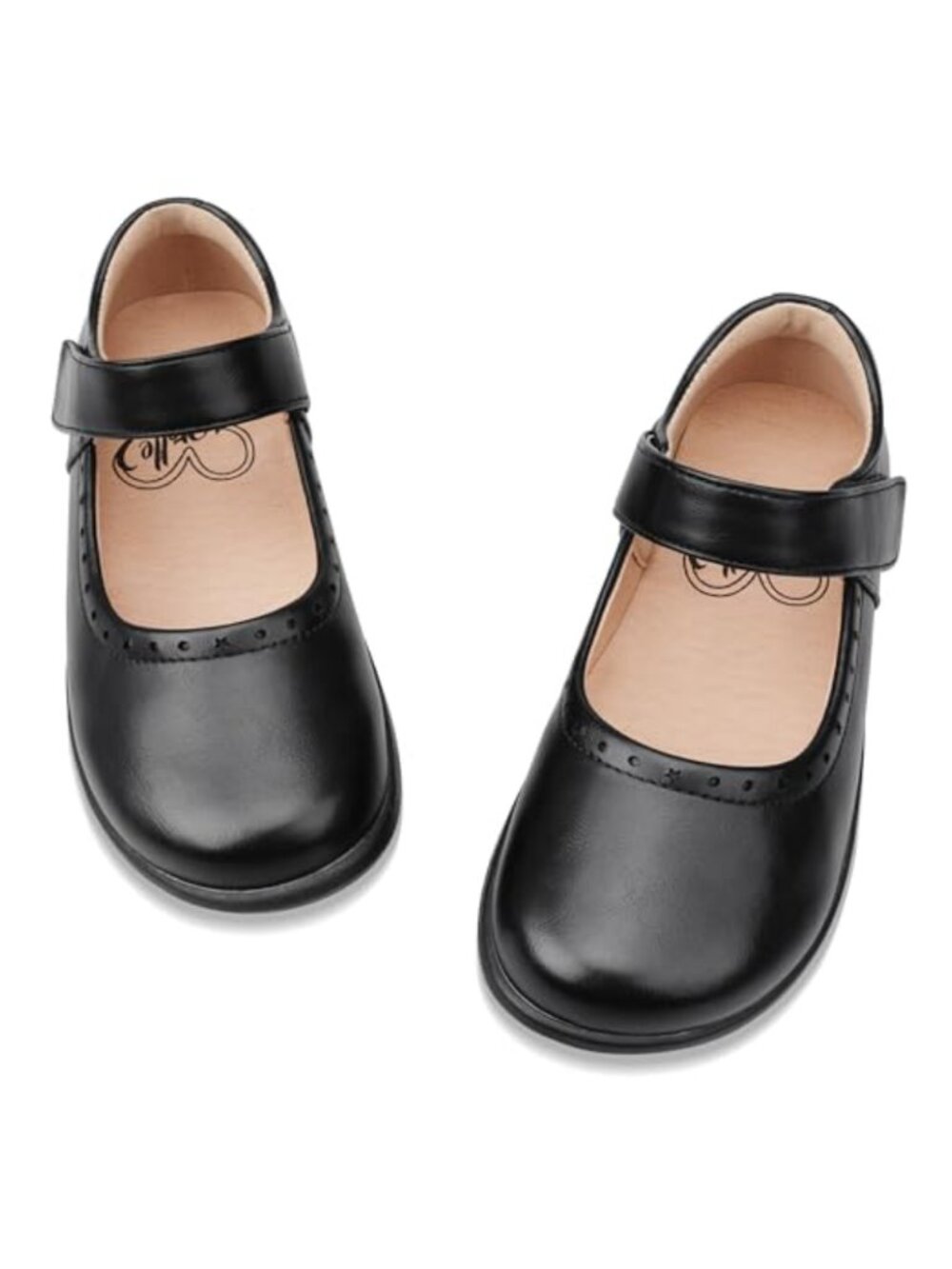 Girls Mary Jane Dress Shoes Uniform Flats Adjustable Strap Hook & Loop